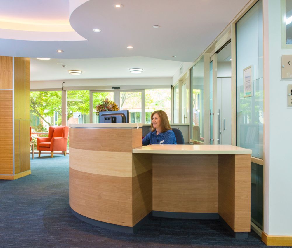 Eldercare Evanston Park's reception area.