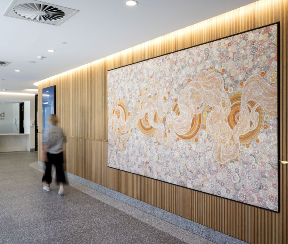 Indigenous artwork in foyer.