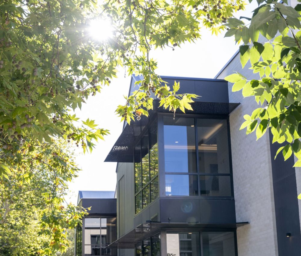 The black structure at Eldercare Goodwood aged care site, emphasizing contemporary design in a serene environment.