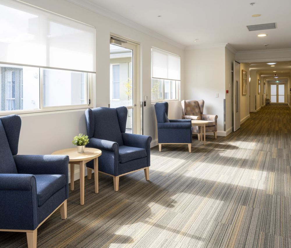 Eldercare Hope Valley sitting area with armchairs.