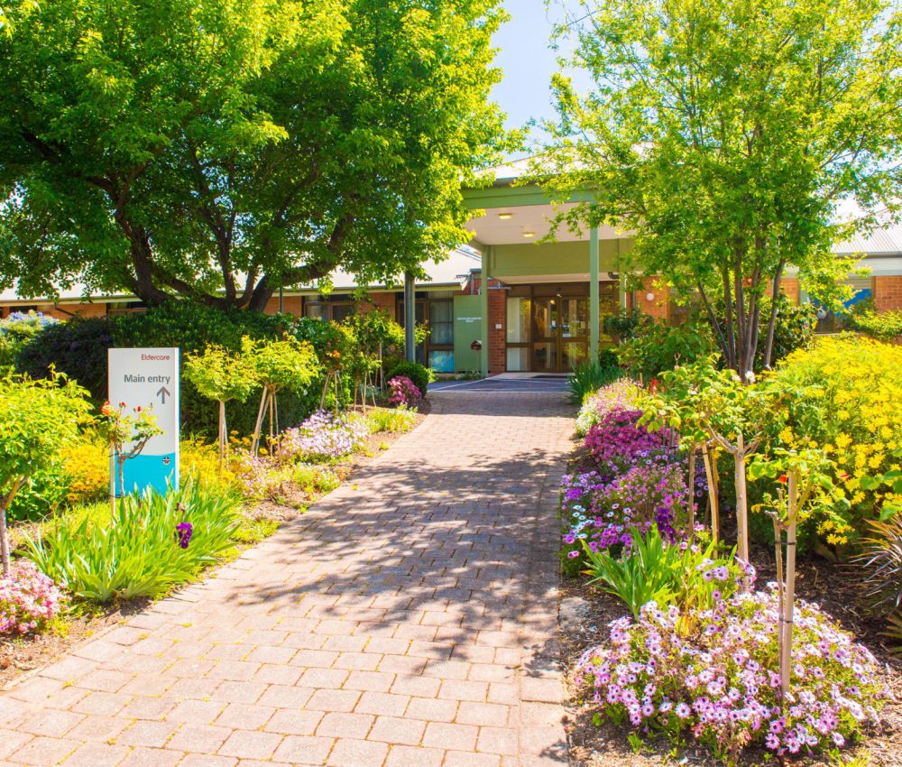 Front garden area at Eldercare Sash Ferguson complete with garden path.