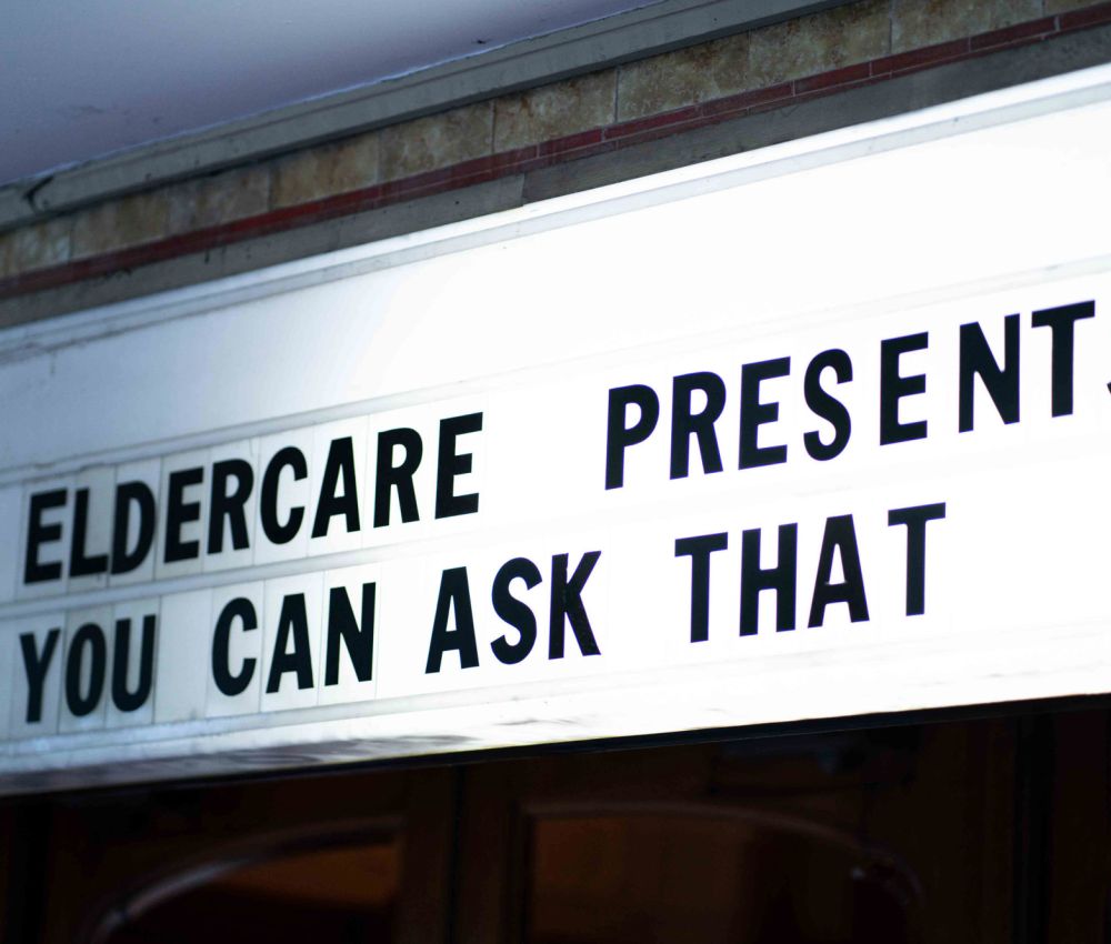 Eldercare ElderPRIDE event signage.