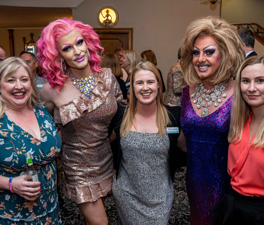 Merlin make-up artist Anne Tomkinson, Fifi La Douce, Eldercare Online Marketing Coordinator Chloe Pickering, Princess Laya and Rikki Manning from Merlin.