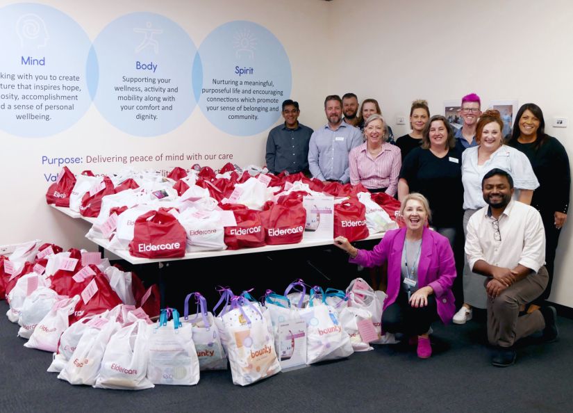 Aged care provider Eldercare donated 140 bags to charity.