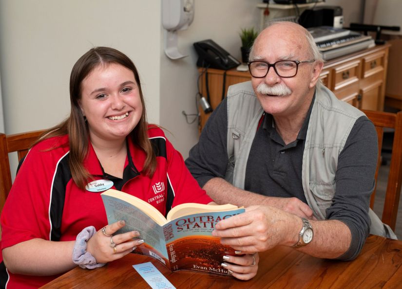 Eldercare The Village volunteer Gabby Moyle with resident Tony Rieniets.