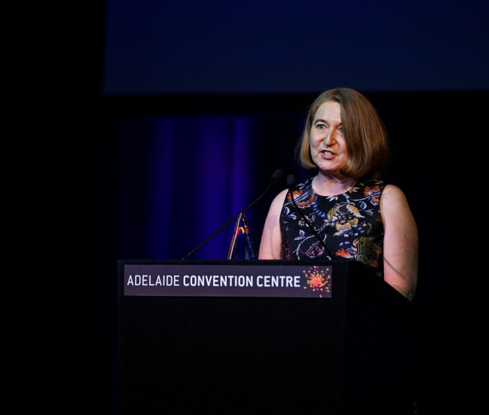 Eldercare Site Operations Manager, Samantha Miller speaking at the Nursing and Midwifery Excellent award.