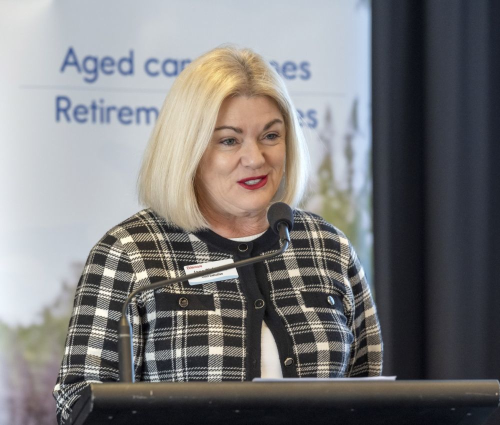 Eldercare CEO Jane Pickering speaking at the volunteers event.